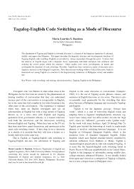 Pdf Tagalog English Code Switching As A Mode Of Discourse
