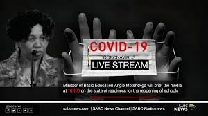 Jun 19, 2021 · angie motshekga supports calls to vaccinate teachers but can't commit to a date. Video Basic Education Minister To Brief The Media At 16h00 On Schools Reopening Sabc News Breaking News Special Reports World Business Sport Coverage Of All South African Current Events Africa S