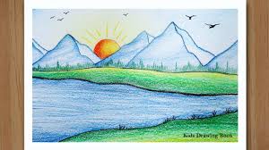 How To Draw Sunrise With Colored Pencils Step By Step Mountain Scenery Drawing For Beginners Youtube The best way to create a successful landscape drawing is to simplify and breakdown the different. how to draw sunrise with colored pencils step by step mountain scenery drawing for beginners
