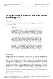 Pdf Study On Water Evaporation Rate From Indoor Swimming Pools