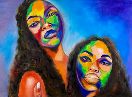 This amazing Oil Canvas Painting will be entered in the raffle at Cocktail  Creations 💓💗💖 🔥🔥🔥🔥🍸 It is entitled “My Beautiful Twin” E'lla's Art  Gallery LLC