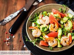 Salade D Avocats Et Pamplemousses Aux Crevettes Recettes Recette Salade De Crevettes Recette Salade Salade D Avocat