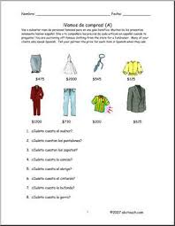 Spanish Cuanto Cuesta Practica De Vocabulario La Ropa Y Numeros Secundaria Preview 1 Writing Forms Spanish Worksheets Spanish