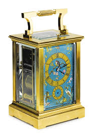 Juvenia, vulcain, tissot, record en hamilton. A Gilt Brass And Enamel Quarter Hour Striking Carriage Clock With Alarm Late 19th Century Klok Horloges