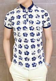 Fashion Style Turn Down Collar Slimming Floral Print Color Block Splicing Short Sleeves Polyester Polo Shirt For Men Color Tisort Modelleri Kiz Modeller Tisort
