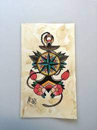 Traditional Anchor Compass Tattoo Flash By Nitrobolts Traditional Compass Tattoo Traditional Hand Tattoo Old School Tattoo