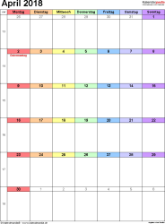 Practical, versatile and customizable april 2018 calendar templates. Kalender April 2018 Als Pdf Vorlagen