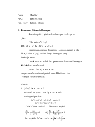 Penyelesaian persamaan contoh soal analisis numerik. Persamaan Diferensial Bernoulli