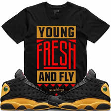 Black And Yellow Jordan Shirt Mens Air Jordan 13 Oak Hill Melo Sneaker Tees Shirt Young Fresh Fly Rk Fly Shirts Swag Outfits Men Sneakers