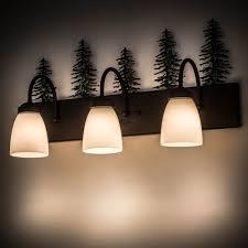 One (1) 60 watt vintage edison bulb included. Meyda Tiffany 178428 Tall Pines Rustic Oil Rubbed Bronze Green Trees 3 Light Bath Wall Sconce Mey 178428
