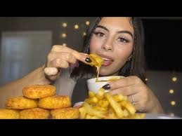 Asmr|| Chicken nuggets with cheese sauce mukbang🧀🍟 (eating sounds &  whispers)