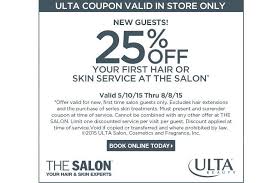 25 Off First Hair Or Skin Service At The Salon Coupon One Hair Salons Ulta Coupon
