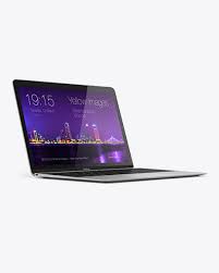 Download Apple Macbook Silver Mockup 3 4 Left View In Device Mockups On Yellow Images Object Mockups PSD Mockup Templates