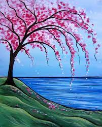 40 Simple And Easy Landscape Painting Ideas For Beginners Nature Paintings Easy Landscape Paintings Cherry Blossom Painting