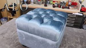 How To Upholster A Tufted Ottoman Alo Upholstery Youtube In 2020 Tufted Ottoman Upholstery Ottoman