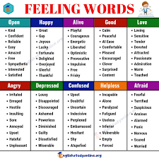 Useful List Of 100 Feeling Words Common Feeling Adjectives English Study Online Writing Words Essay Writing Skills English Vocabulary Words