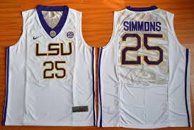 Arkansas' moses kingsley, right, defends lsu's ben simmons (25) during the second half of an ncaa college basketball game tuesday, feb. Men S Lsu Tigers 25 Ben Simmons White College Basketball Nike Jersey On Sale For Cheap Wholesale From China