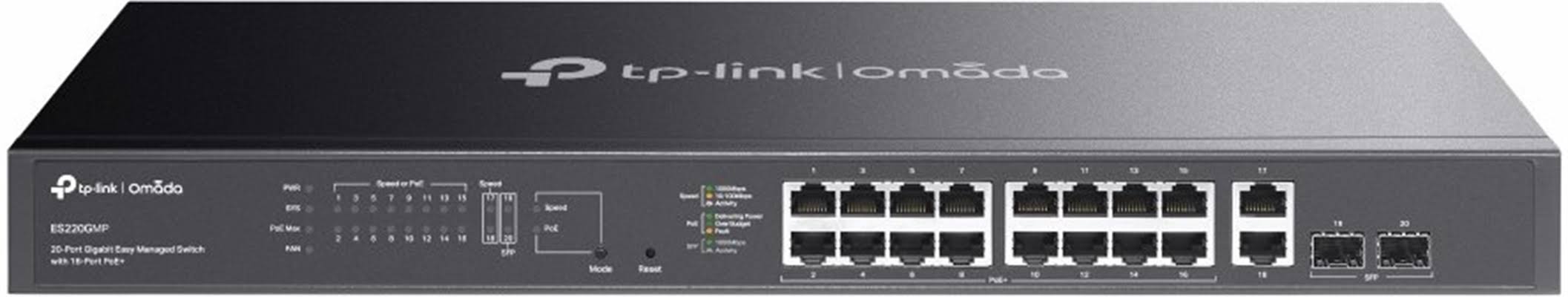 TP-Link Omada 20-Port Gigabit Easy Managed Switch with 16-Port PoE+ es220gmp