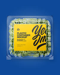 Transparent Plastic Container With Arugula Mockup Top View In Pot Tub Mockups On Yellow Images Object Mockups