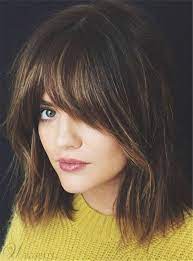 Chic Layered Soft With Bangs Fluffy Straight Mid Length Synthetic Capless Women Wigs12 Inches Choppy Bob Hairstyles Bob Hairstyles Medium Length Hair With Layers