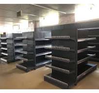 High Quality Black Double-Sided Metallic Gondola Shelving Supermarket Rack  with Powder Coated Finish