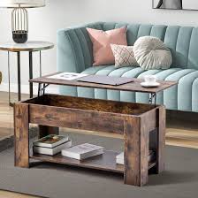 Amazing gallery of interior design and decorating ideas of brown coffee table in living rooms, decks/patios, basements, porches by elite. Leisure Zone Wood Hydraulic Lifting Coffee Table Brown Tea Table With Storage And Shelf For Living Room Office Study Room Size L 100cm W 45cm H 49 63cm Buy Online In Burkina Faso