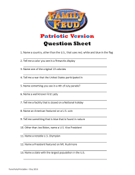 Family feud is an american television game show created by mark goodson in which two families compete to name the most popular answers to survey questions in order to win cash and prizes. Printable Patriotic Games Party Activities Partyideapros Com Family Feud Game Christmas Games Christmas Family Feud