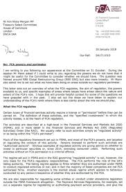 Personal letters may still be preferable to email communication in a number of contexts. Letter From The Fca To The Treasury Select Committee Detailing Fca Powers And Regulatory Perimeter 30 January 2018 Lexlaw Solicitors Barristers
