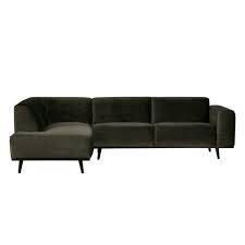 Dark green velvet corner sofa with bolster cushions seats 3 idris. Sofa Statement Corner Sofa Left Warm Green Velvet 77x274x210cm Lefliving Com