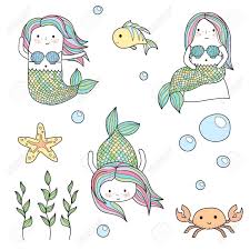 Also check out our sea reward chart and certificates these are very popular and can be used as behaviour charts. Cute Doodle Kid Like Drawn Style Vector Set Of Mermaids And Underwater Royalty Free Cliparts Vectors And Stock Illustration Image 75149482