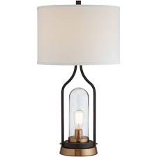 Maybe you would like to learn more about one of these? Franklin Iron Works Industrial Farmhouse Table Lamp With Nightlight Led Bronze Brass Seeded Clear Glass Drum Shade For Living Room Target