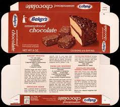 General Foods Bakers Unsweetened Chocolate File Box 1970s Unsweetened Chocolate Food Miniature Food