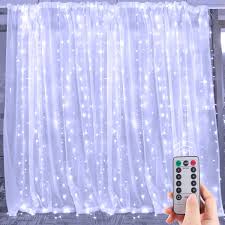 Window Curtain Lights 300 Led 9 8 Ft Dimmable Connectable Remote To Set 8 Lighting Modes Timer Led Lights For Bedroom Wall Wedding Decorate String Lights Pure White No Curtain Amazon Com