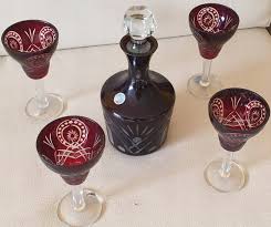 Μπορδο και διάφανο, χειροποίητο χάραγμα, όμορφο σχέδιο. Karafka 4 Kieliszki Do Wina Buzau Perla Lux 8086580481 Oficjalne Archiwum Allegro