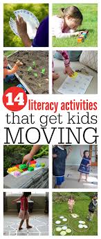 14 Literacy Activities That Get Kids Moving No Time For Flash Cards Literacy Activities Kids Moves Preschool Literacy