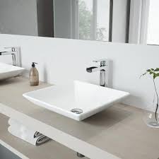 Matte Stone White Square Vessel Bathroom Sink With Faucet Wall Mounted Bathroom Sinks Square Bathroom Sink Bathroom Sink