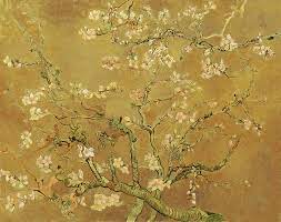 amandelbloesem van vincent van gogh oker op canvas behang poster en meer behang chinoiserie behang behang ideeen