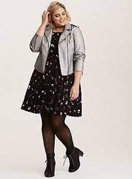 Plus Size Metallic Faux Leather Moto Jacket Silver Gunmetal Shine Fashion Embellished Bomber Jacket Plus Size Fashion