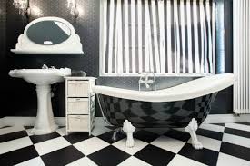 Be bold and combine antique glass or jet black and brilliant white tiles on walls and striking victorian floor tile patterns or floor mosaics. Art Deco Bathroom Ideas The Plumbette