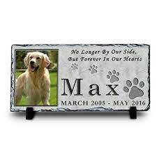 Buy pet memorial plaques/markers and get the best deals at the lowest prices on ebay! Amazon Com Inspiragifts Custom Pet Memorial Stone Pet Remembrance Personalized Dog Or Cat Photo Slate Pet Supplies