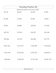 Rounding Numbers To The Nearest 10 000 U S Version B Free Worksheet Rounding Numbers Math Worksheets Number Sense Worksheets
