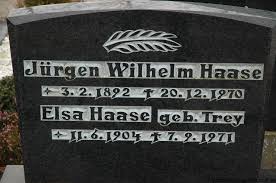 Grab von Jürgen Wilhelm Haase (03.02.1892-20.12.1970), Friedhof ...