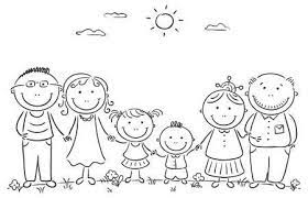 Cartoon Famile With Two Children And Grandparents Family Drawing Family Coloring Pages Doodle Drawings