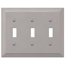 Target/home/home improvement/electrical/outlet & switch plate covers (137)‎. Hampton Bay Tiered 3 Gang Toggle Metal Wall Plate Satin Nickel 84tttnhb The Home Depot Plates On Wall Switch Plate Covers Wall Switch Plates