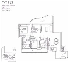 Main bedroom with queen bed, 2nd bedroom with queen bed and set of twin bunk beds. Queens Peak Floor Plan 3 Bedroom Singapore New Condo Launch