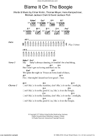Blame It On The Boogie sheet music for guitar (chords) (PDF)