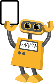 Black And White Transparent Background Robot Clipart Tim Robot With Tablet Computer In Right Hand Tablet Robot Cartoon Robot