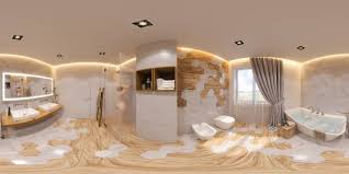 3d Illustration Spherical 360 Degrees Seamless Panorama Bathroom Interior Design Stock Photo Bathroom Interior Bathroom Interior Design 3d Illustration