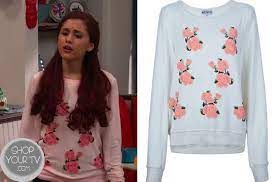 Cat Valentine Ariana Grande Wears This Pink Flower Paint Print White Sweatshirt In This Weeks Episode Cat Valentine Outfits Valentines Outfits Cat Valentine
