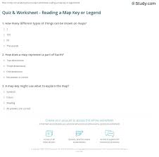 Quiz Worksheet Reading A Map Key Or Legend Study Com